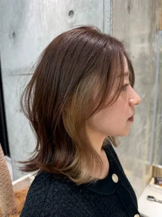 ミディアム カラー shion 透明感カラーのヘアスタイル