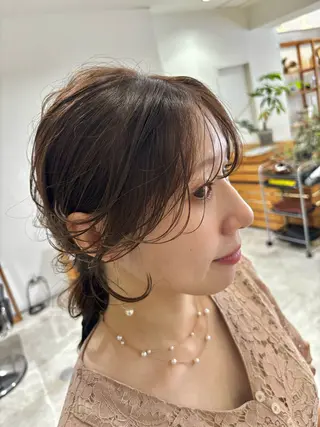 セミロング ヘアアレンジ hoNua. 栄/透明感カラーのヘアスタイル