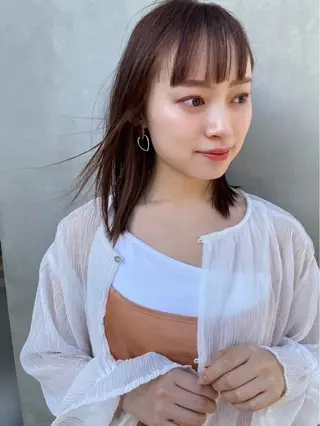 セミロング カラー 透明感カラーと映画 美容師/yujiのヘアスタイル