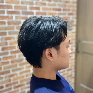 ミディアム カラー パーマ メンズ キッズ BARBER SHOP SUBARU men'sgrooming所属・下村 央志のヘアスタイル