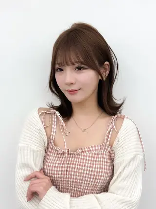 ミディアム カラー ヘアアレンジ 最小顔周り レイヤー特化/こうきのヘアスタイル