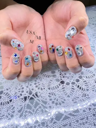 ネイル 💕🐰うさみみ🐰 💕猫と触れ合い✨のネイルデザイン