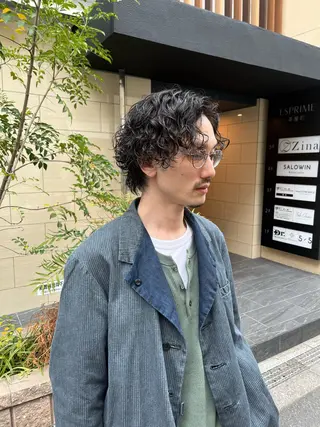 パーマ 川副史晶/シャドウ 波巻き/メンズパーマのヘアスタイル