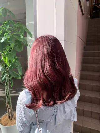 セミロング カラー soëll所属・☺︎そぶえ　ゆうな/ 暖色カラー/縮毛矯正のヘアスタイル