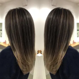 セミロング ヨシミ カズヤのヘアスタイル