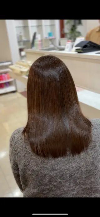 ロング 似合わせカット・透明 感カラー👑縮毛矯正のヘアスタイル