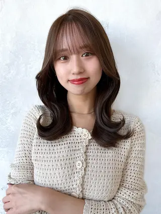 セミロング カラー 顔周り/くびれヘア 韓国ヘア💕風間るなのヘアスタイル