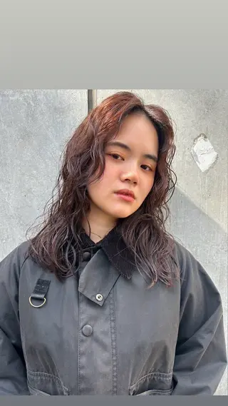 セミロング パーマ ルカ/ レイヤーカット🍓のヘアスタイル