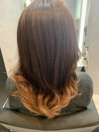 セミロング カラー 透明感/ブリーチ縮毛 /髪質改善/星野純一のヘアスタイル