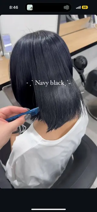 セミロング カラー 暗髪🩶ラベンダー/ ブルー/ユウナ🤍のヘアスタイル