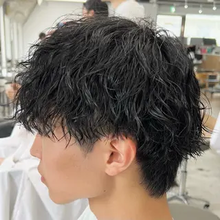 ショート パーマ メンズ メンズパーマ/波巻き 新潟/万代/夏芽🎀のヘアスタイル