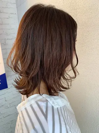 ミディアム カラー ハッシュカット/ボブ /レイヤー/彩奈のヘアスタイル