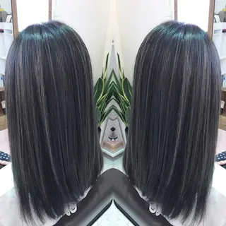 セミロング カラー 青木 茂樹⭐️ 透明感カラーのヘアスタイル