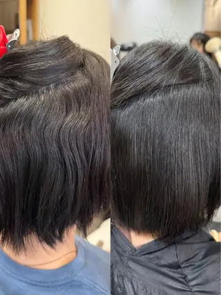 ショート パーマ 縮毛矯正/艶暖色 カラー/パーマひふみのヘアスタイル