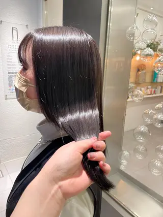 セミロング カラー パーマ ヘアアレンジ 山下 とよかのヘアスタイル