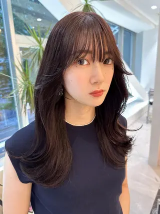 ミディアム カラー 韓国風/顔周りカット /髪質改善RYOTAのヘアスタイル