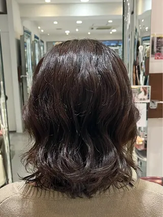 ミディアム パーマ コテ巻き風パーマ 藤澤　知彌のヘアスタイル