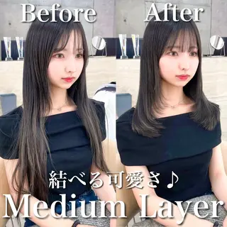 セミロング カラー 韓国ヘア🇰🇷 レイヤー/芝春樹のヘアスタイル