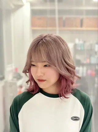 ミディアム カラー GaKu/ハイトーン /ブリーチ/ブロンドのヘアスタイル