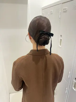 セミロング ヘアアレンジ riko/レイヤー/ 艶カラー/ヘアセットのヘアスタイル