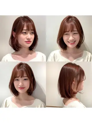 ミディアム カラー パーマ ヘアアレンジ 小野寺瑞希 /最小顔カットのヘアスタイル