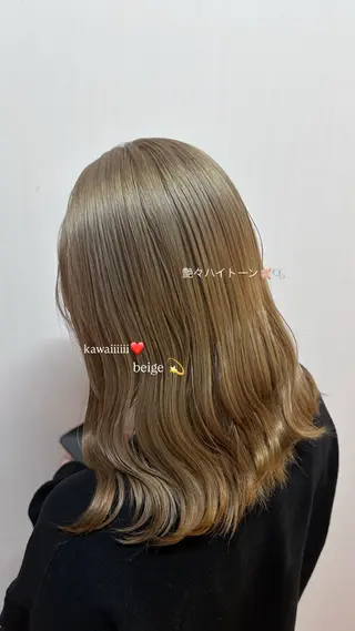 セミロング ハイトーン/ カラーソムリエ/美夢のヘアスタイル