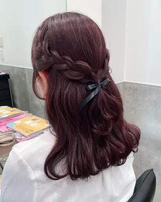 セミロング カラー ヘアアレンジ 💗ガーリーヘア🎀 saki💗のヘアスタイル