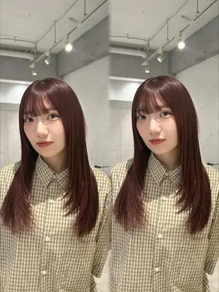 ロング カラー あんな🦋レイヤー カット/透明感カラーのヘアスタイル