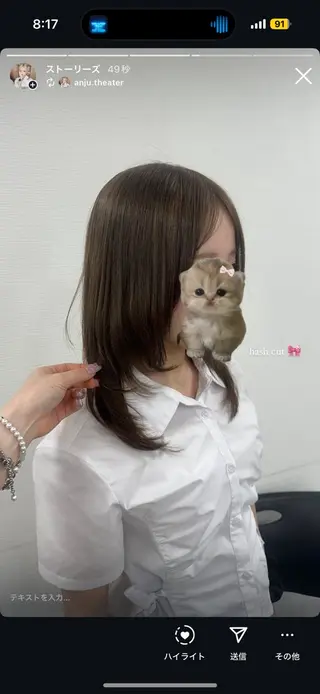 セミロング 透ける透明感カラー 🩶anju🪽ྀིのヘアスタイル
