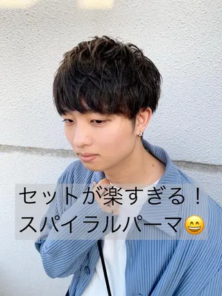 ミディアム パーマ メンズ 柳澤 和也のヘアスタイル