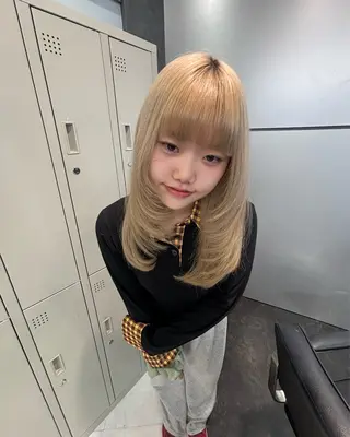 ロング ヘアアレンジ キッズ ミルクティー/ピンク カラー/ みう🎀のヘアスタイル