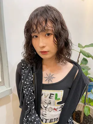 ミディアム パーマ 金尾 凜のヘアスタイル