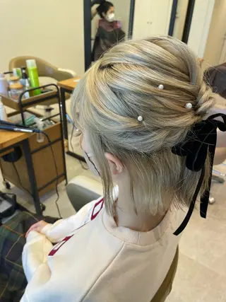 ヘアアレンジ パーマ/ボブ/ ヘルシーカラー/風花のヘアスタイル