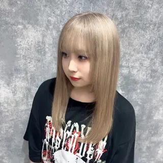 セミロング カラー 👑垢抜け韓国ヘア ハッシュカット唯澄のヘアスタイル