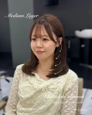 ミディアム カラー 岡山 愛のヘアスタイル