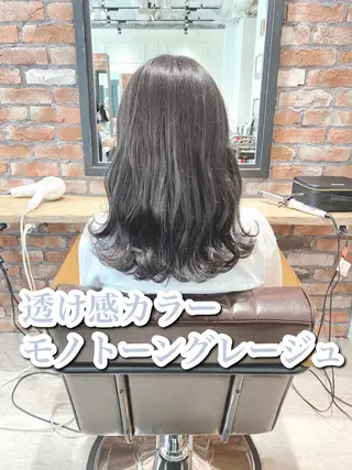 セミロング カラー 艶髪カラー 渡辺岳也のヘアスタイル