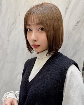 ショート rina／ベージュ ワンホン/韓国ヘアのヘアスタイル