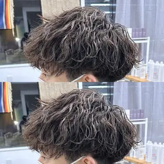 ミディアム パーマ メンズ メンズ特化✂️ 小枝 優生のヘアスタイル