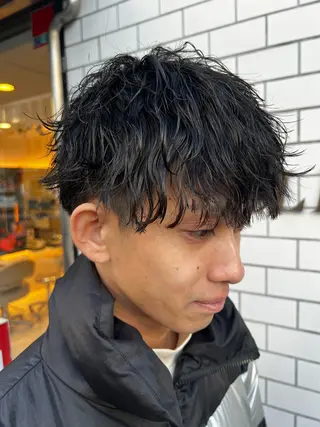 ミディアム パーマ メンズ メンズパーマ特化型 /京橋/栗野京弥のヘアスタイル