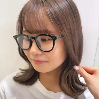 ミディアム カラー ボブパーマ ♡ヨシカワハナコのヘアスタイル