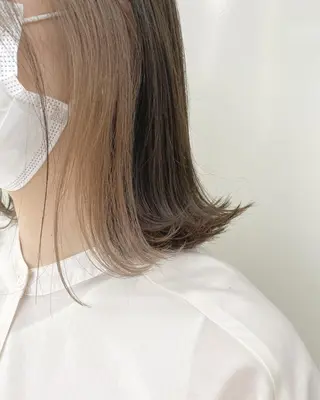 ミディアム カラー 韓国ヘア顔周りカット 艶髪ベージュtamaのヘアスタイル
