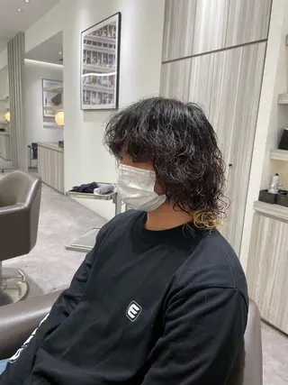 ショート カラー パーマ メンズ Reginavita栄所属・パーマ×メッシュ/ 本日空き○/岡本一真のヘアスタイル