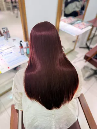 ロング チェリーレッド韓国 つや髪🍒Honoのヘアスタイル