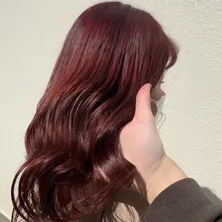セミロング カラー ブリーチなし Wカラー🩷星野翔太のヘアスタイル