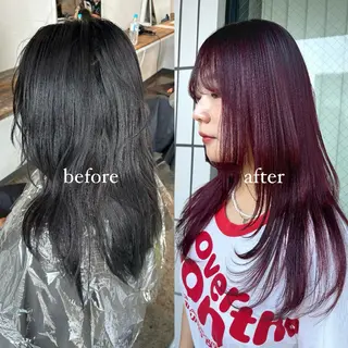 ロング カラー 暖色カラー🍒 ケアブリーチ/akiのヘアスタイル