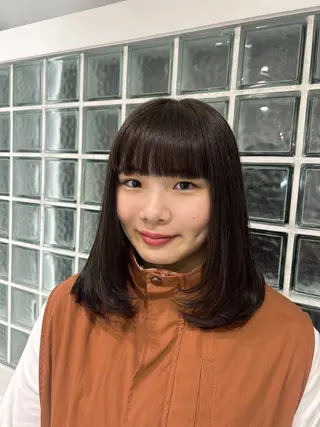 セミロング カラー 愛結 暖色カラー🎀🩰のヘアスタイル