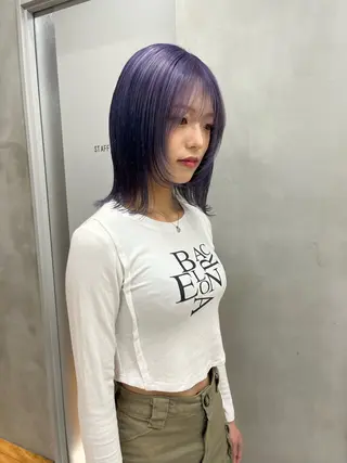 ミディアム カラー 韓国ボブ＆顔まわり レイヤー♡TOMOEのヘアスタイル