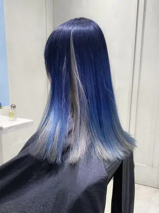 セミロング カラー ハイトーンカラー/ 青髪/💙みずき💙のヘアスタイル