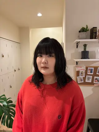 ミディアム パーマ アンアイズ所属・朝光/深井美容室 /韓国レイヤーのヘアスタイル