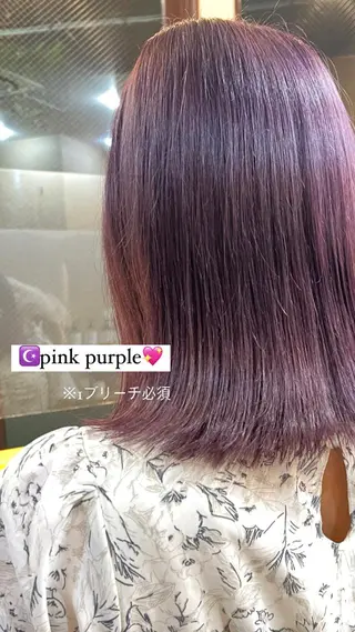 ミディアム カラー 🍑明石 桃🍑のヘアスタイル